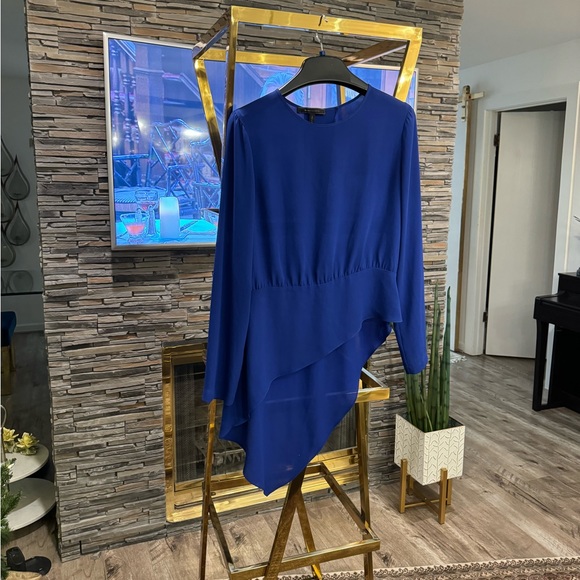 BCBGMAXAZRIA Royal Blue Eugenie Asymetric Long Sleeve Blouse - Picture 3 of 3